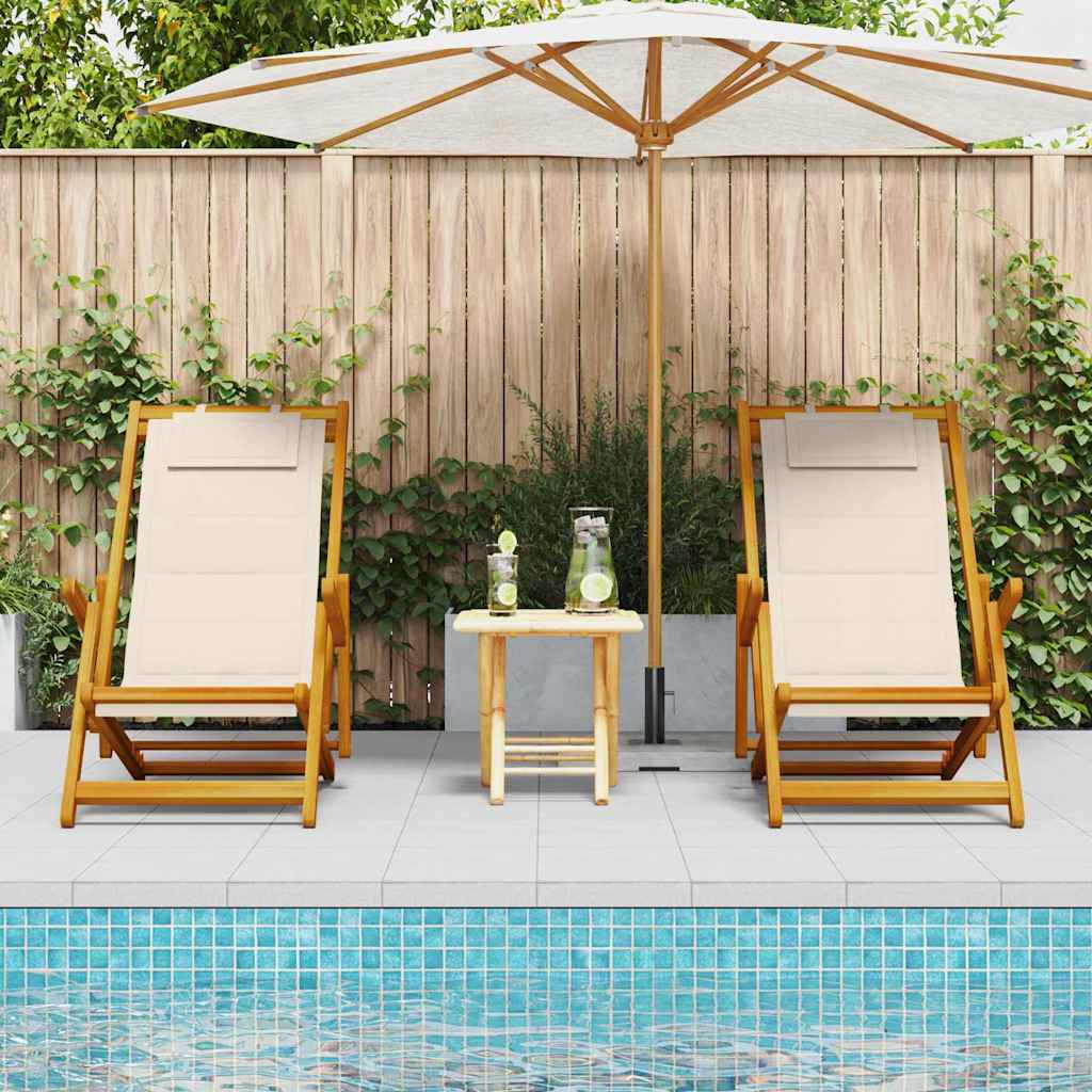 vidaXL Silla de playa 2 uds. Marrón Madera de Acacia Sólida