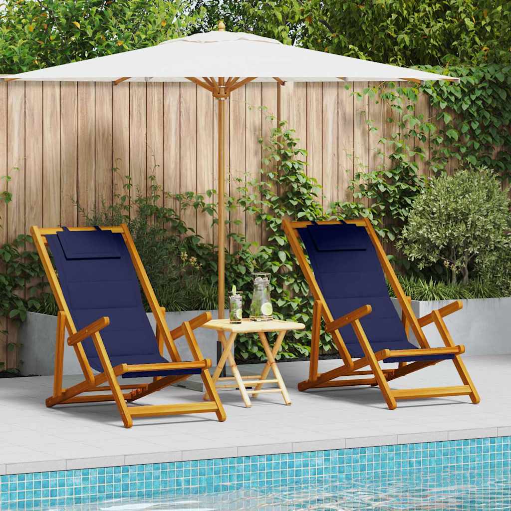 vidaXL Silla de playa 2 uds. Marrón Madera de Acacia Sólida