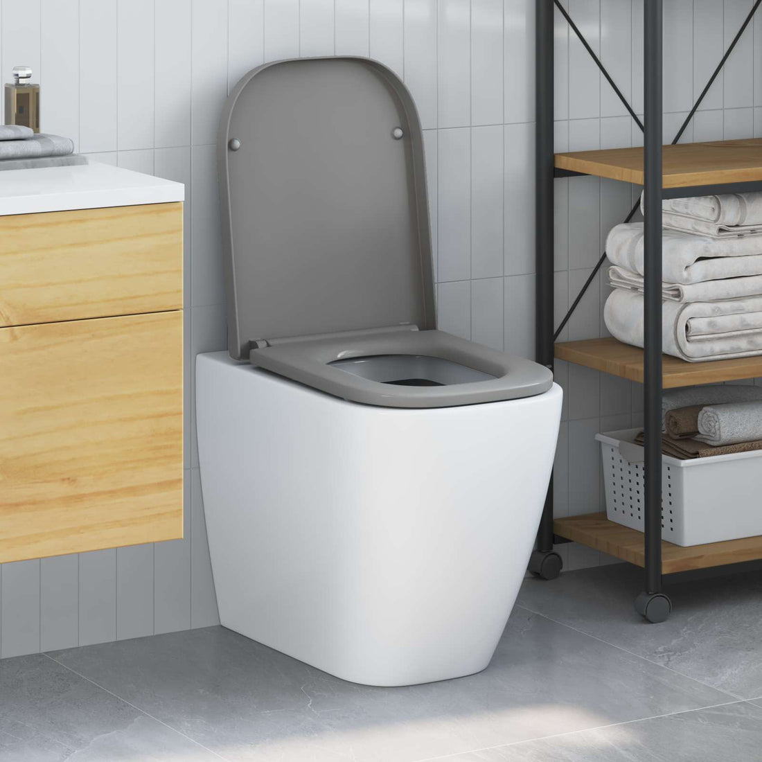 vidaXL Asiento de WC Gris 47,5 x 35 x 3,6 cm Duroplast
