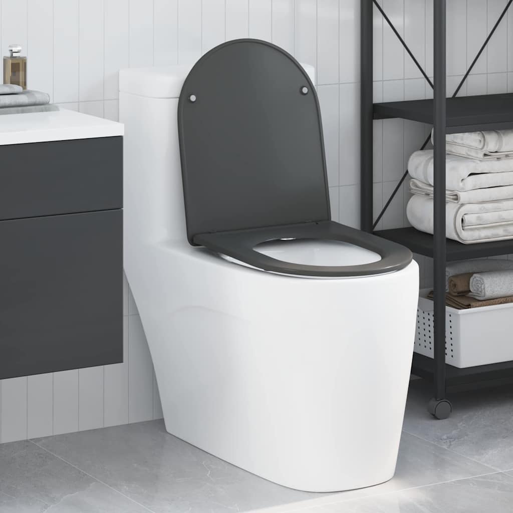 vidaXL Asiento de WC Gris antracita 47 x 36 x 3,4 cm Duroplast