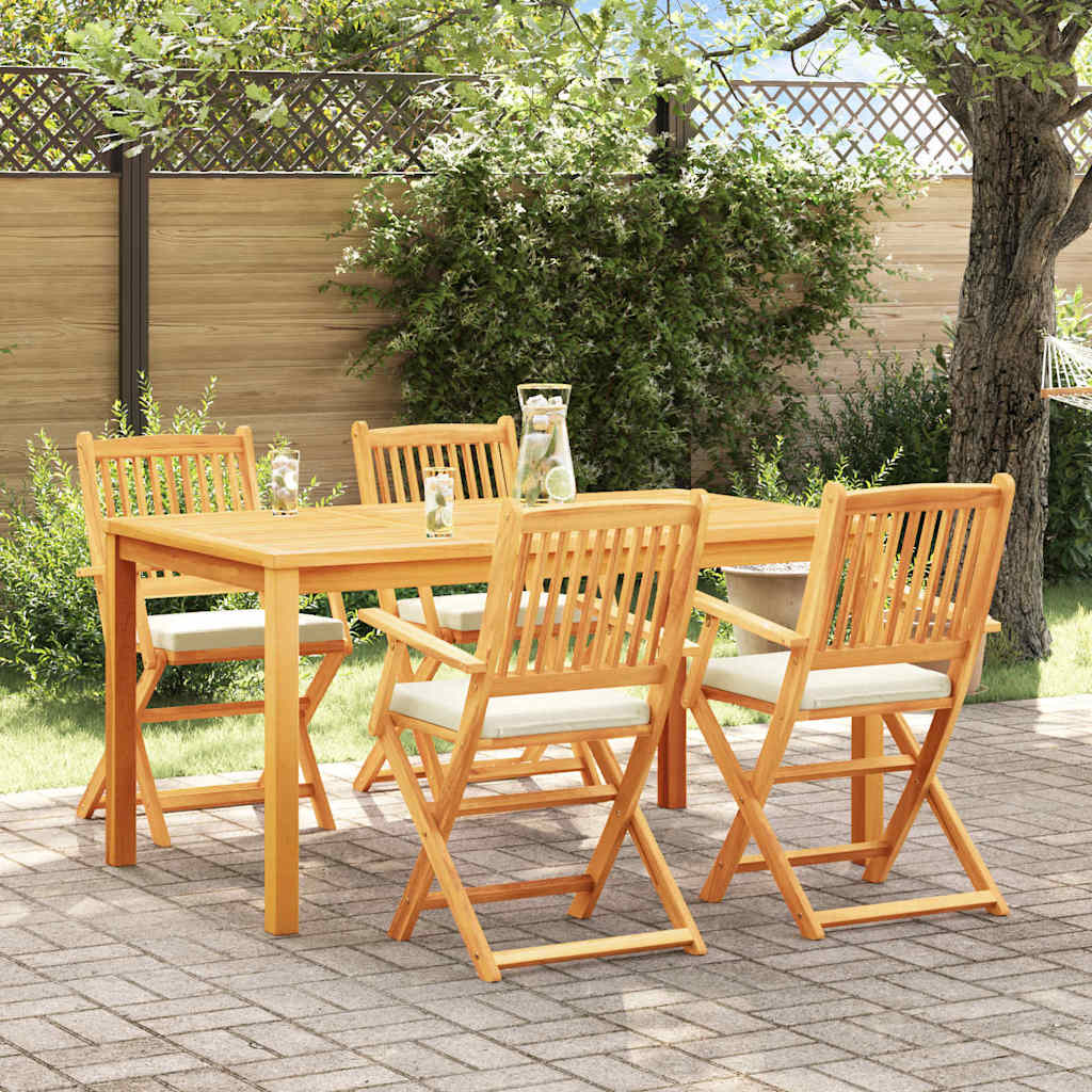 vidaXL Silla Plegable 4 uds. Blanco Madera maciza de Acacia