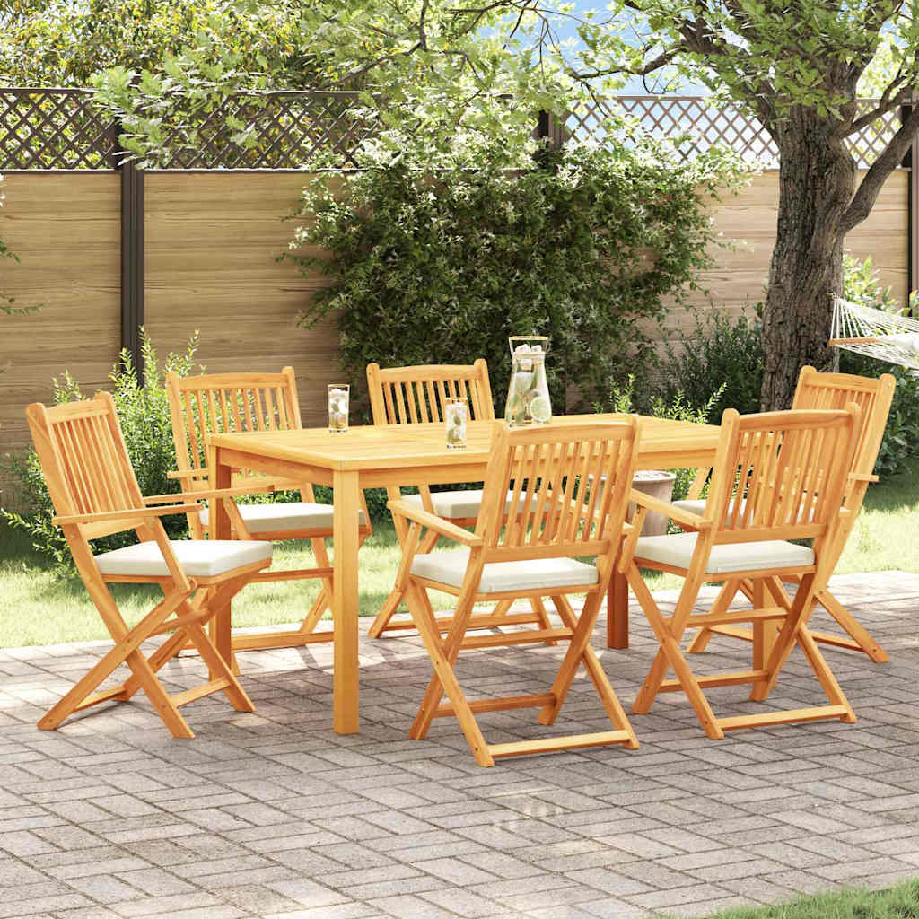 vidaXL Silla Plegable 6 uds. Blanco Madera maciza de Acacia