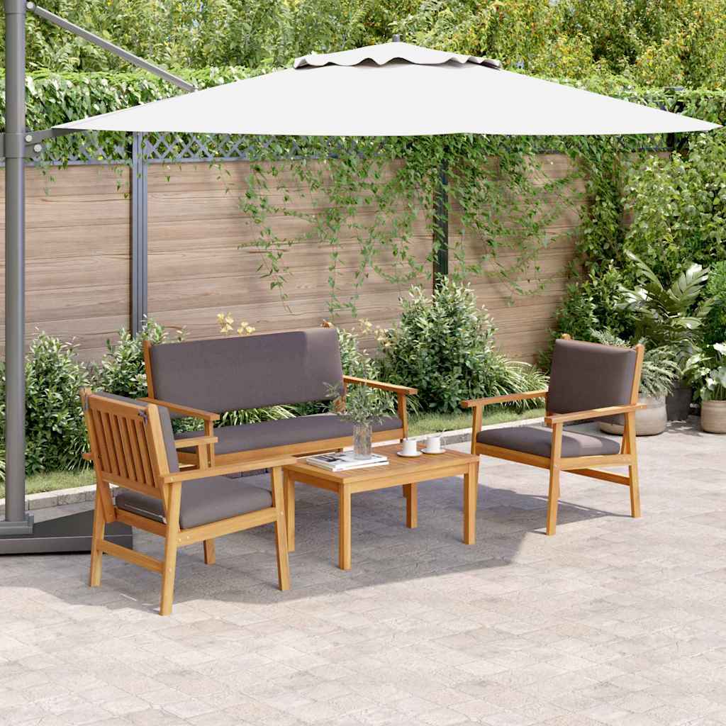 vidaXL Conjunto de sofás de jardín 4 uds. 4-Número de plazas Marrón