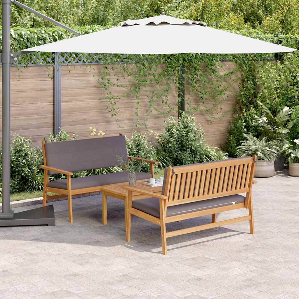 vidaXL Conjunto de sofás de jardín 3 uds. 4-Número de plazas Marrón