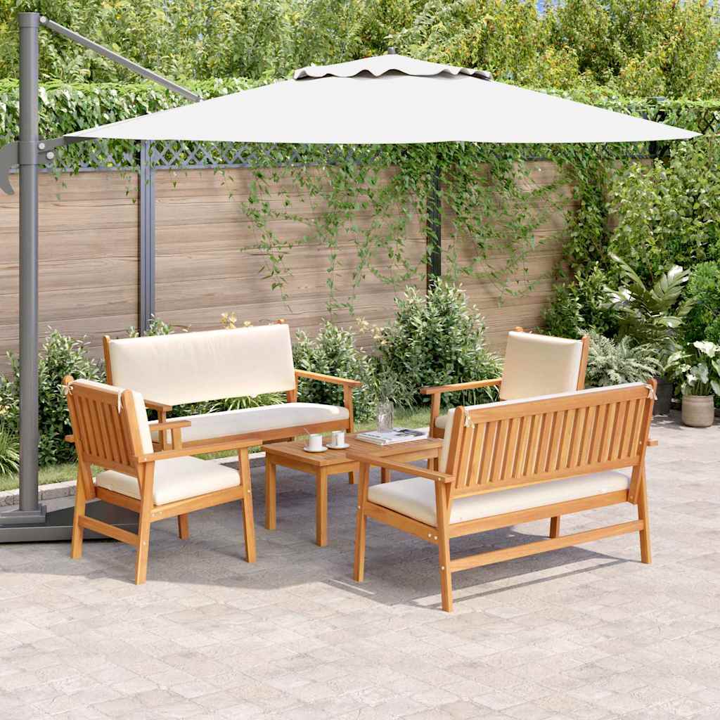 vidaXL Conjunto de sofás de jardín 5 uds. 4-Número de plazas Marrón
