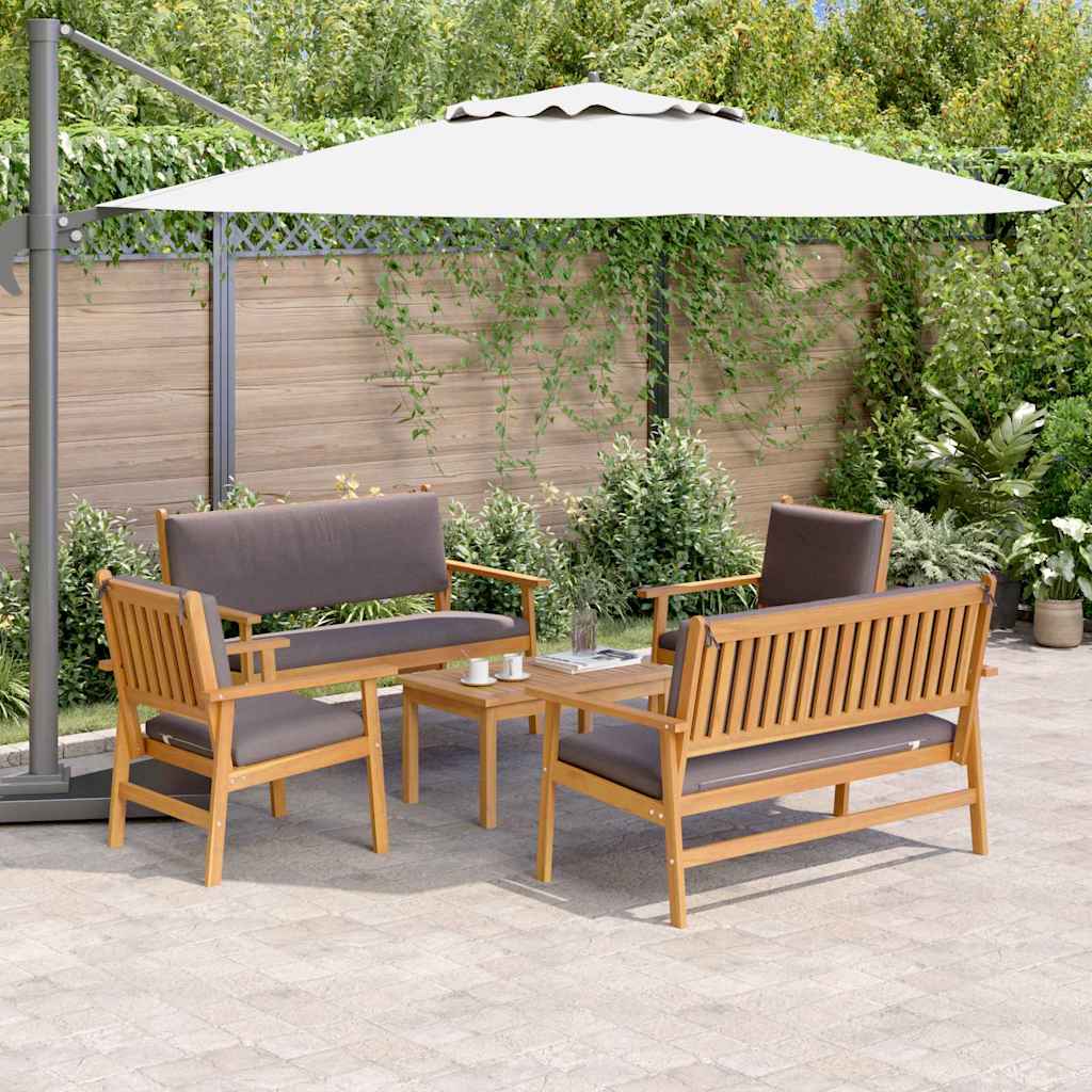 vidaXL Conjunto de sofás de jardín 5 uds. 4-Número de plazas Marrón