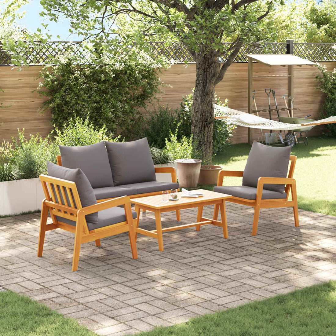 vidaXL Conjunto bistro 4 uds. Marrón Madera de Acacia Sólida