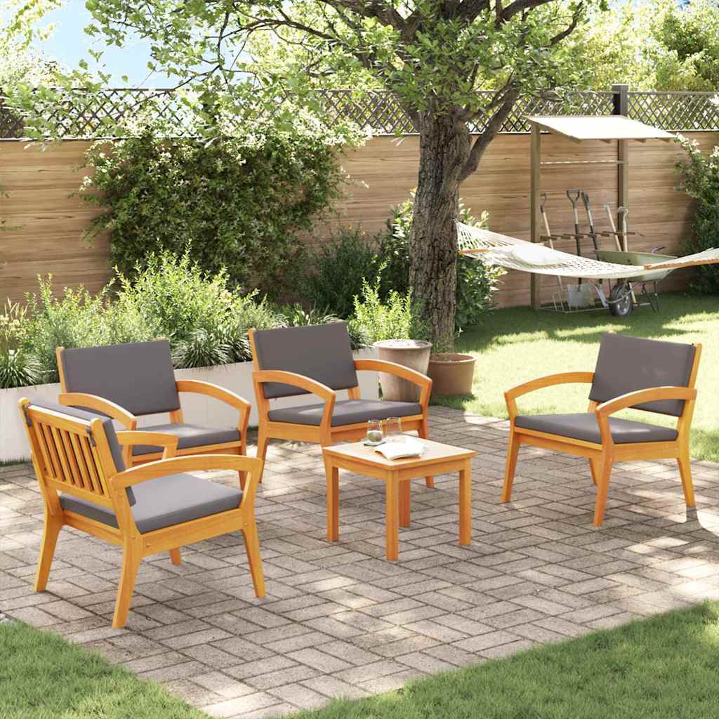 vidaXL Conjunto bistro 5 uds. Marrón Poliéster
