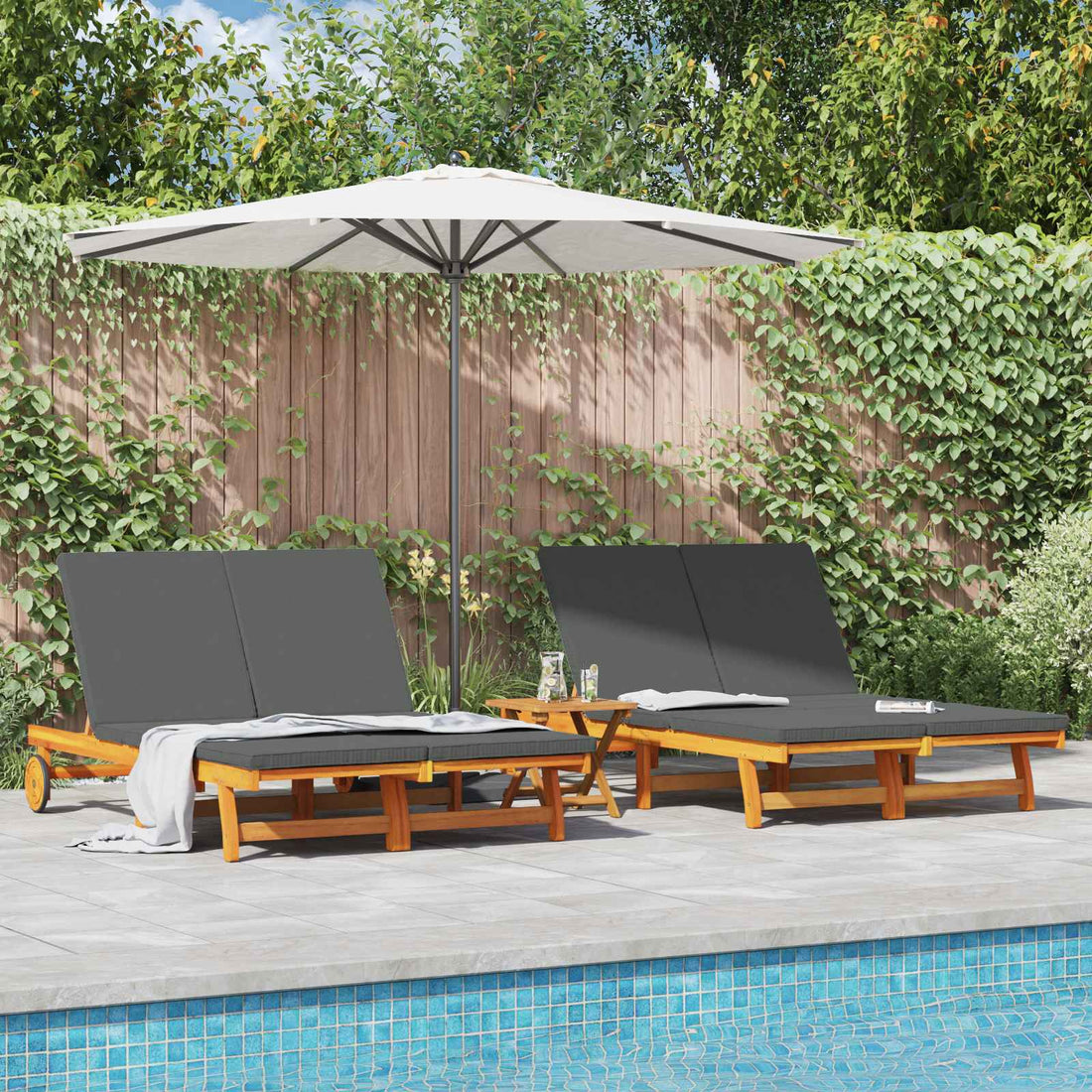 vidaXL Tumbona Marrón 125 x 200 x 84 cm Madera de Acacia Sólida