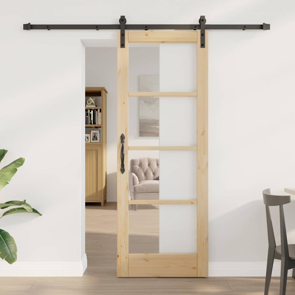 vidaXL Puerta Corredera ORKDAL Natural y negro 73,5 x 198,5 cm