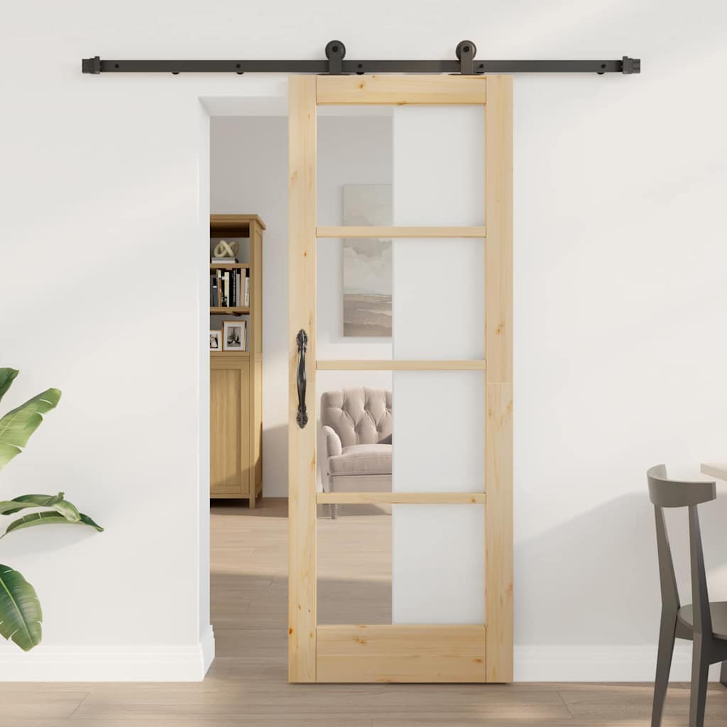 vidaXL Puerta Corredera ORKDAL 73,5 x 198,5 cm Natural y negro