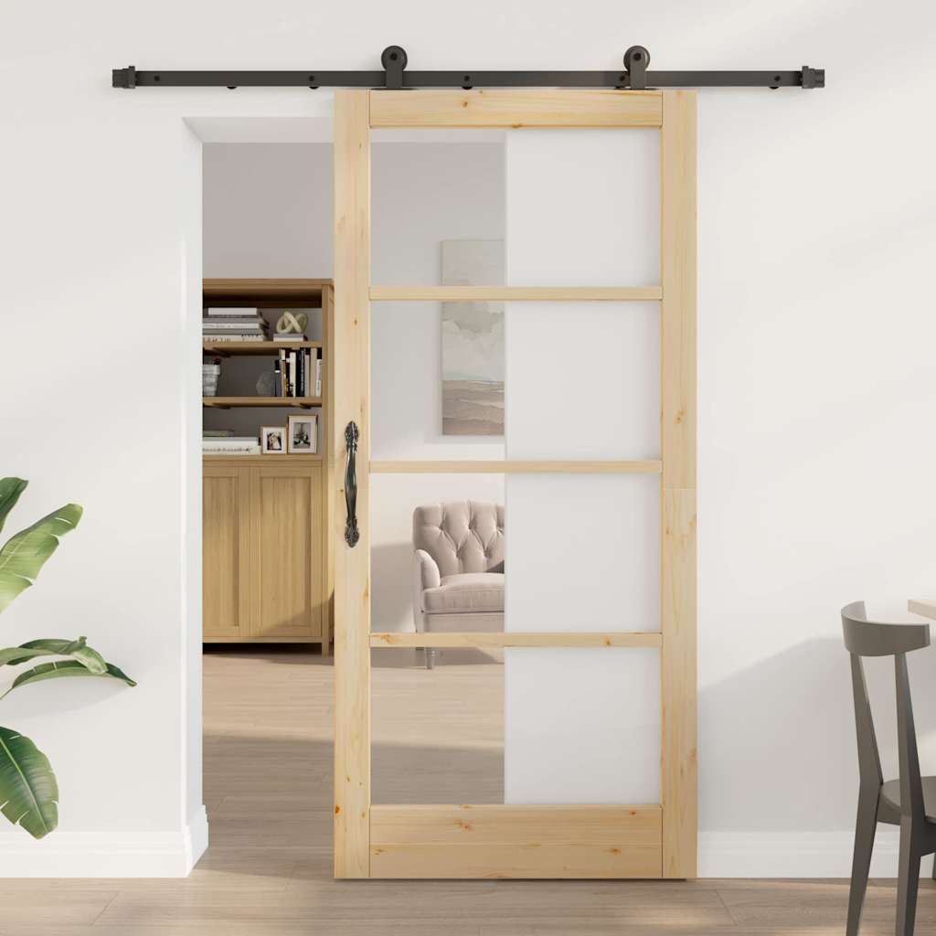 vidaXL Puerta Corredera ORKDAL 93 x 202 cm Natural y negro