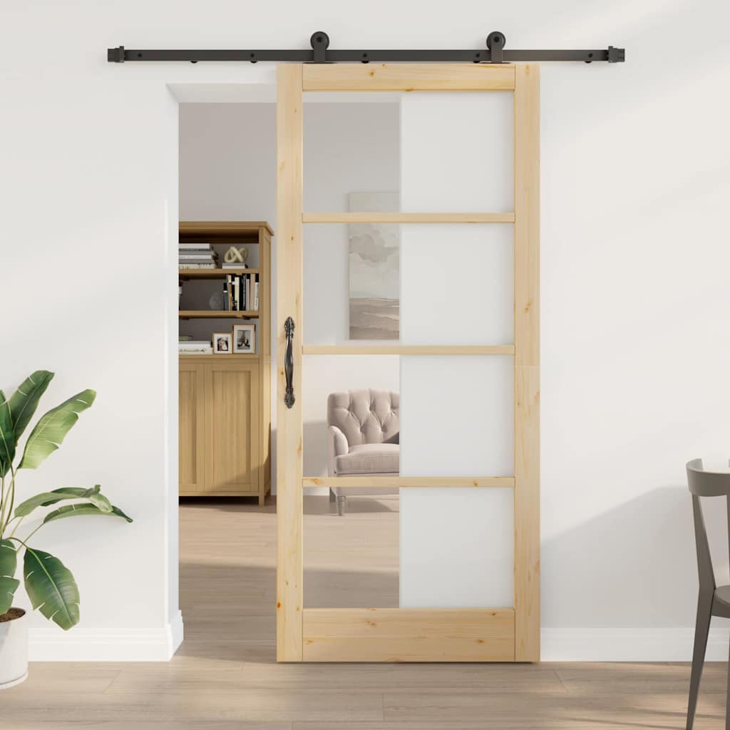 vidaXL Puerta Corredera ORKDAL 93 x 211 cm Natural y negro