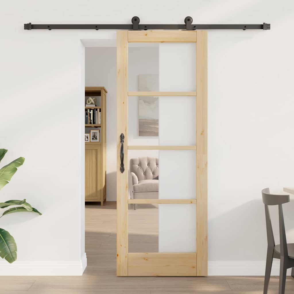 vidaXL Puerta Corredera ORKDAL 73,5 x 198,5 cm Natural y negro