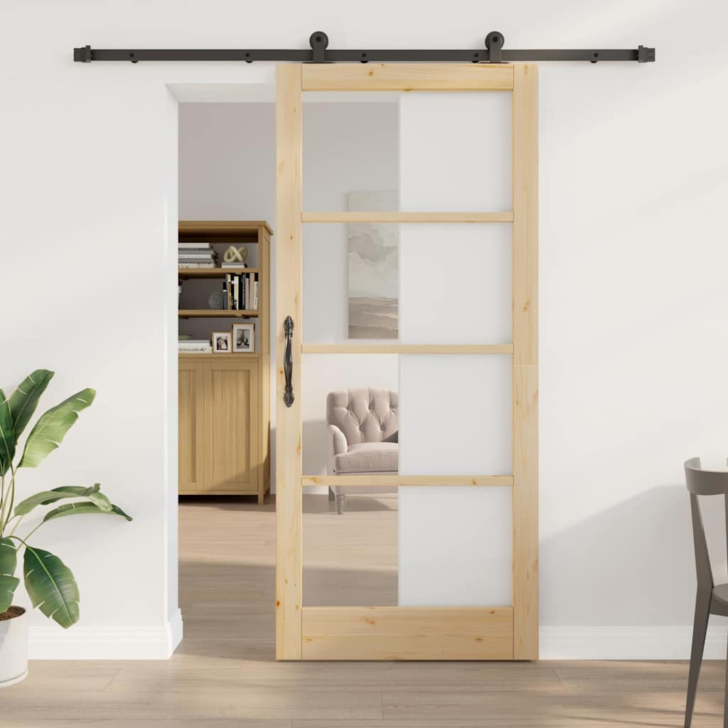 vidaXL Puerta Corredera ORKDAL 93 x 211 cm Natural y negro