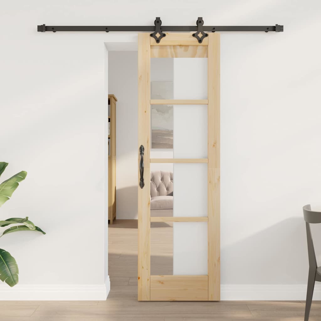 vidaXL Puerta Corredera ORKDAL 61 x 198,5 cm Natural y negro