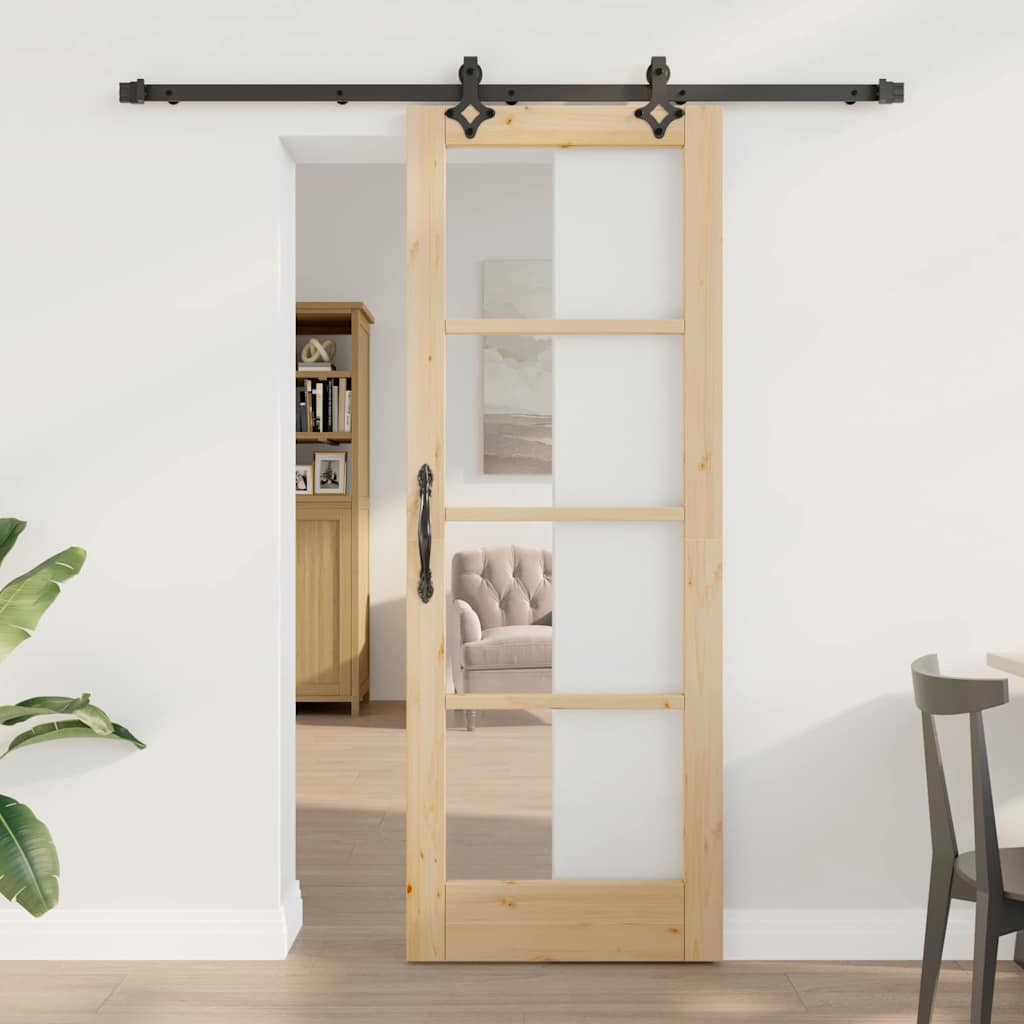 vidaXL Puerta Corredera ORKDAL 73,5 x 198,5 cm Natural y negro