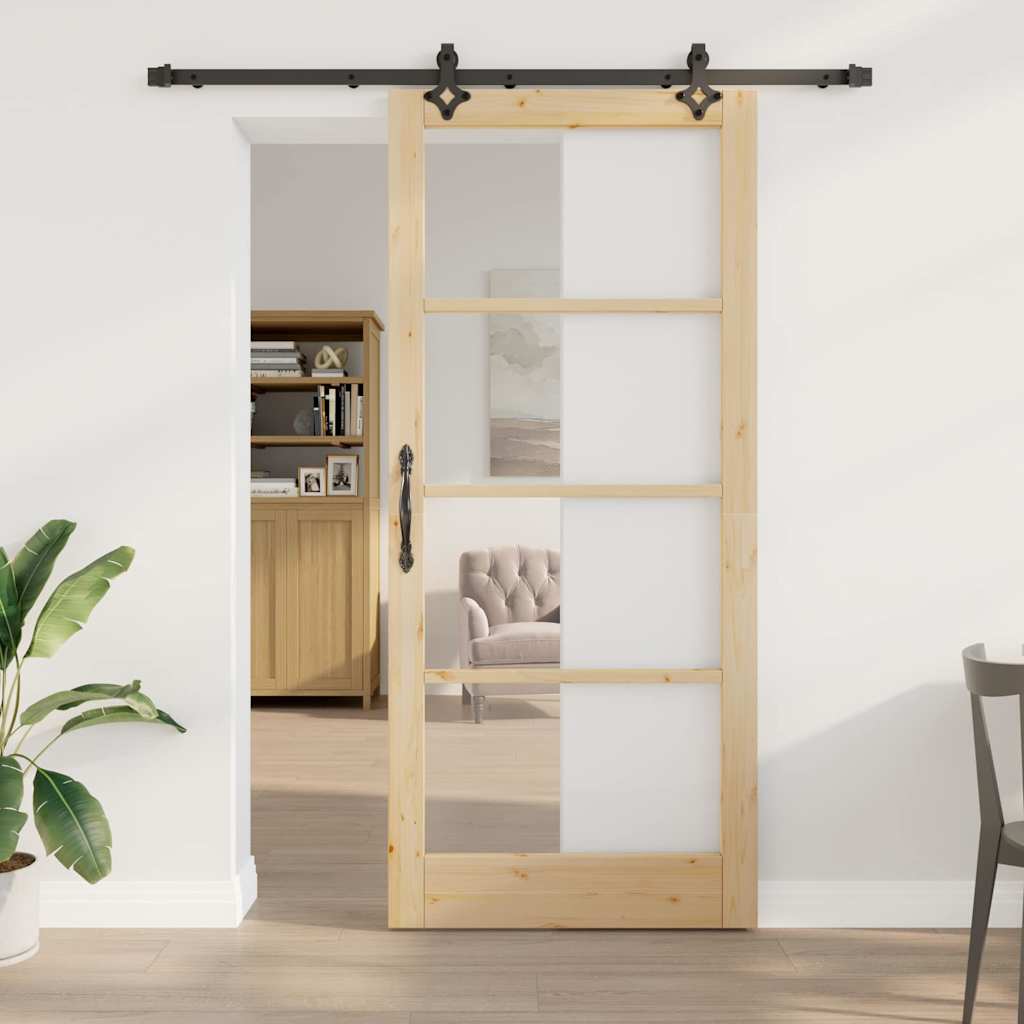 vidaXL Puerta Corredera ORKDAL 93 x 211 cm Natural y negro