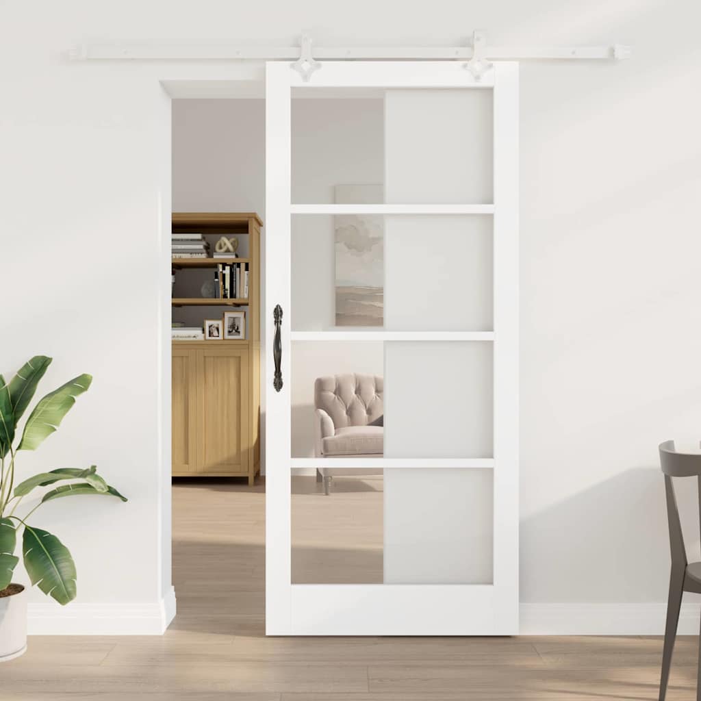vidaXL Puerta Corredera 93 x 211 cm Madera de pino maciza y vidrio
