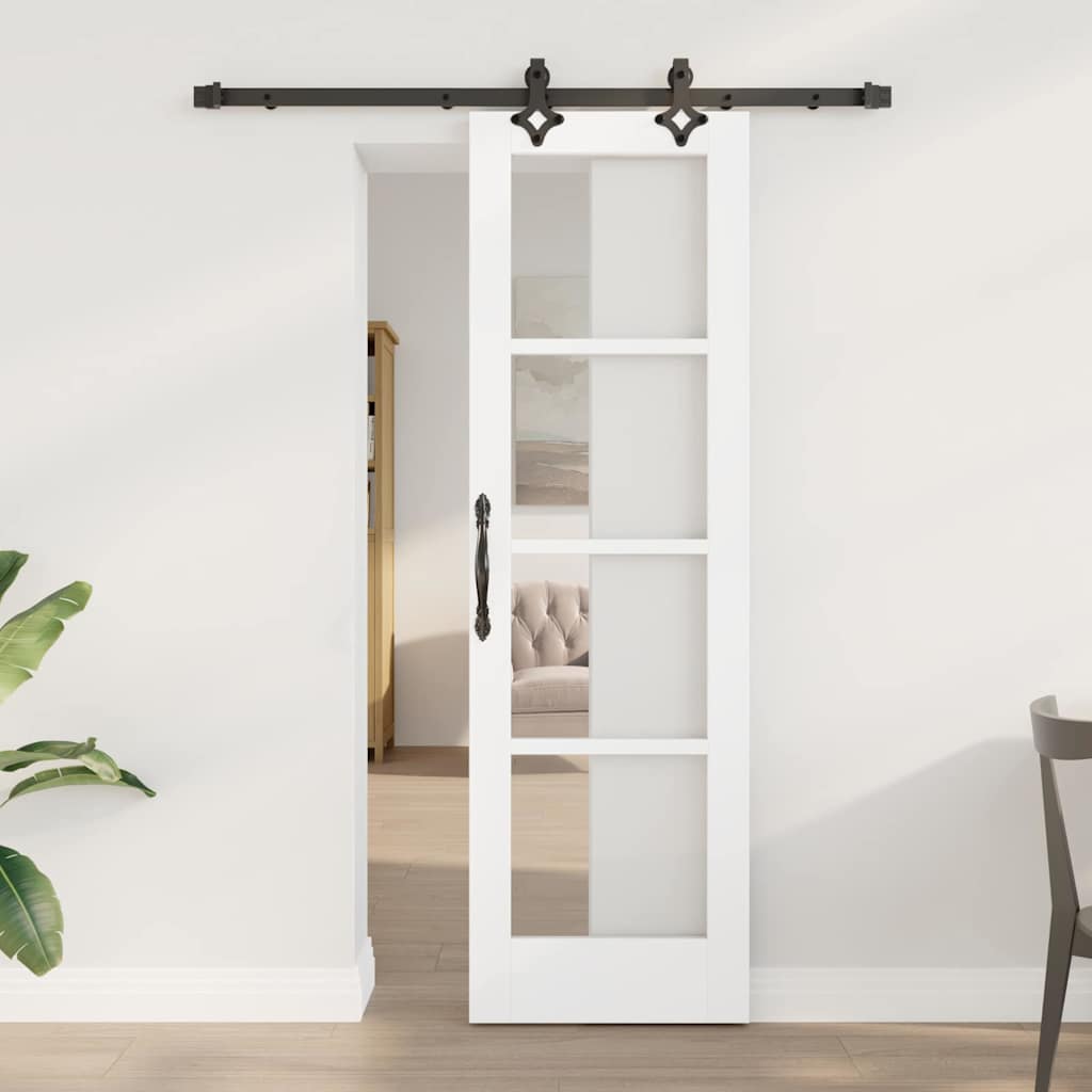 vidaXL Puerta Corredera 61 x 198,5 cm Madera de pino maciza y vidrio
