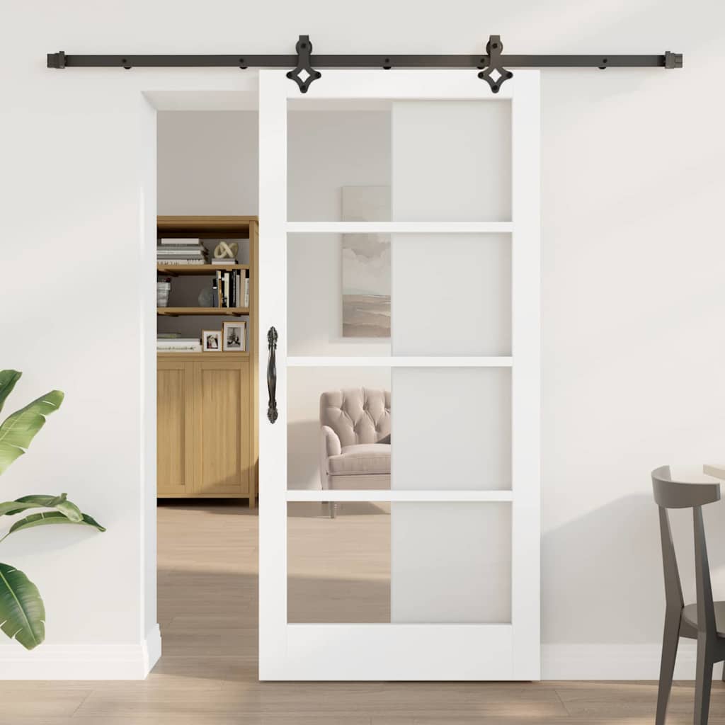 vidaXL Puerta Corredera 93 x 202 cm Madera de pino maciza y vidrio