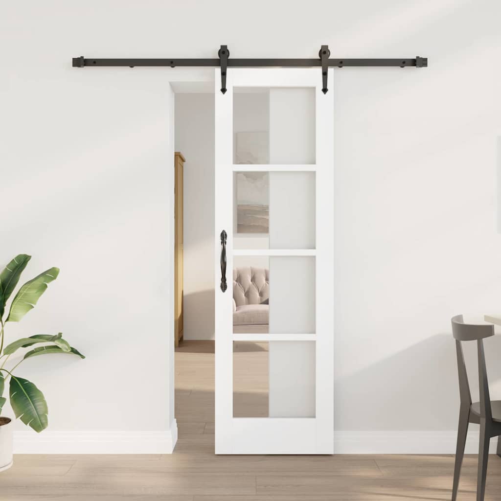 vidaXL Puerta Corredera 61 x 198,5 cm Madera de pino maciza y vidrio