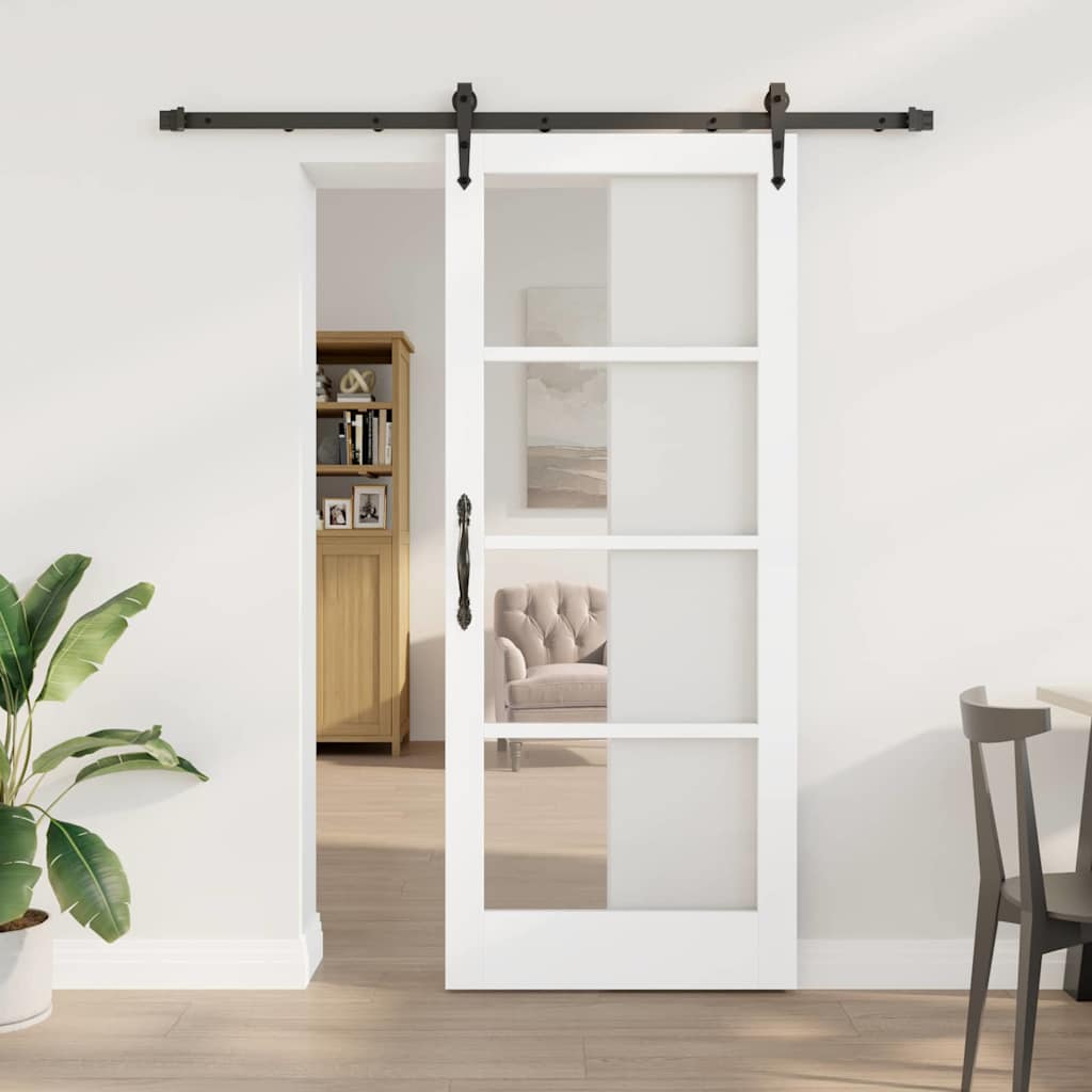 vidaXL Puerta Corredera 83 x 202 cm Madera de pino maciza y vidrio