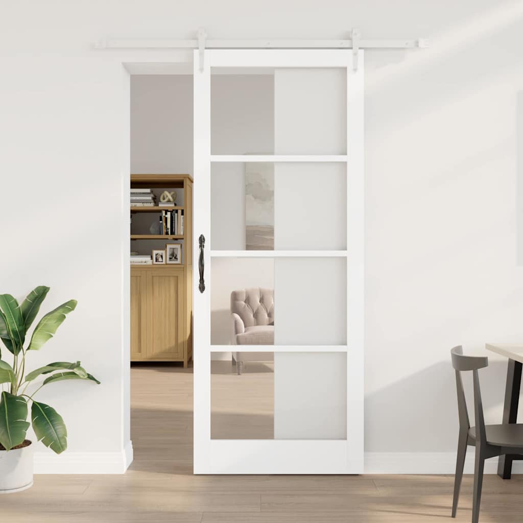 vidaXL Puerta Corredera 93 x 232 cm Madera de pino maciza y vidrio