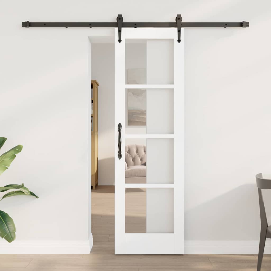 vidaXL Puerta Corredera 61 x 198,5 cm Madera de pino maciza y vidrio