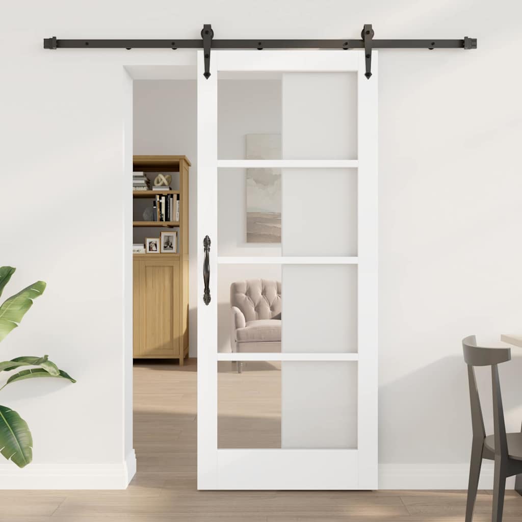 vidaXL Puerta Corredera 83 x 202 cm Madera de pino maciza y vidrio