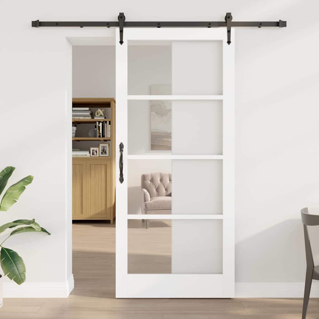 vidaXL Puerta Corredera 93 x 211 cm Madera de pino maciza y vidrio