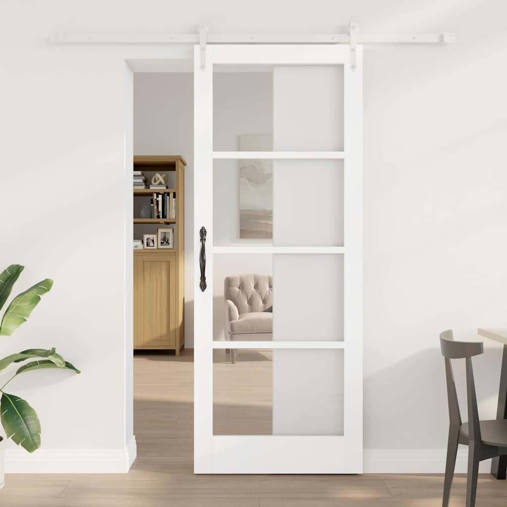 vidaXL Puerta Corredera 83 x 211 cm Madera de pino maciza y vidrio