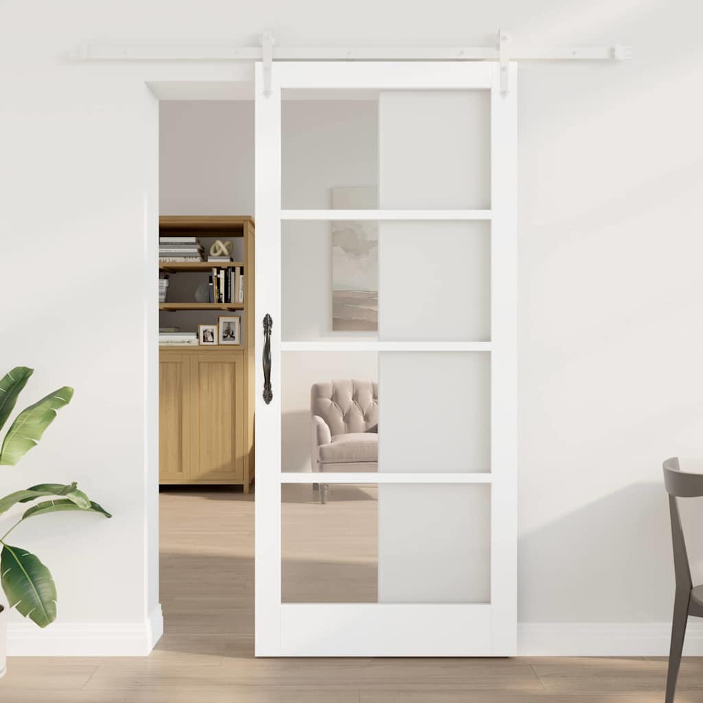 vidaXL Puerta Corredera 93 x 211 cm Madera de pino maciza y vidrio