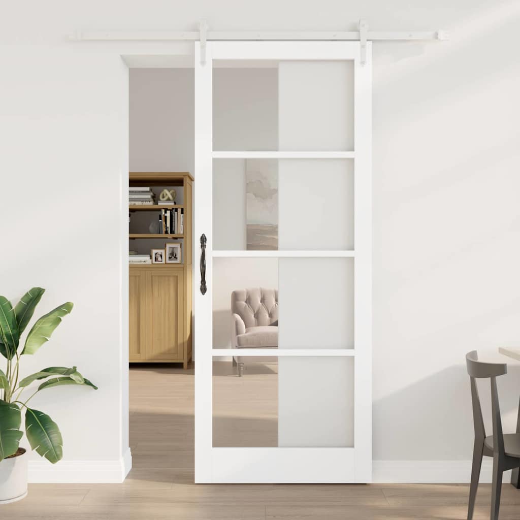 vidaXL Puerta Corredera 93 x 232 cm Madera de pino maciza y vidrio