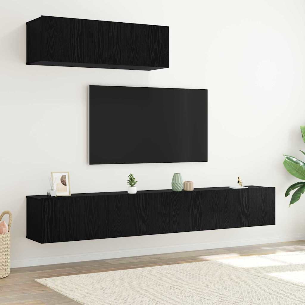 vidaXL Conjunto de mueble de TV 3 uds. Roble Negro