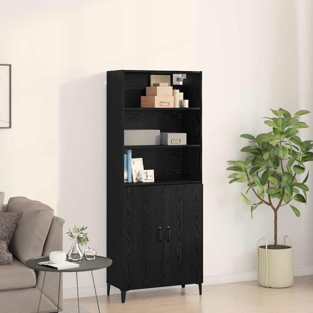 vidaXL Aparador alto Roble Negro 69,5 x 32,5 x 180 cm