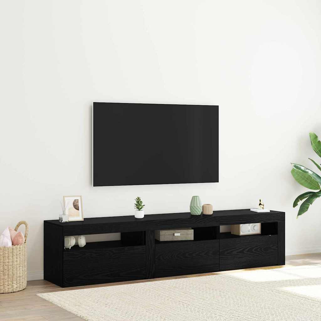 vidaXL Gabinete de TV 2 uds. Roble Negro Madera de ingeniería