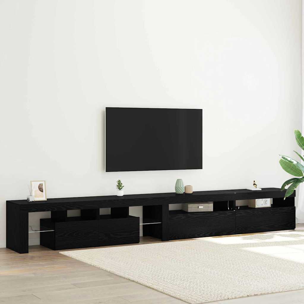 vidaXL Gabinete de TV 3 uds. Roble Negro Madera de ingeniería