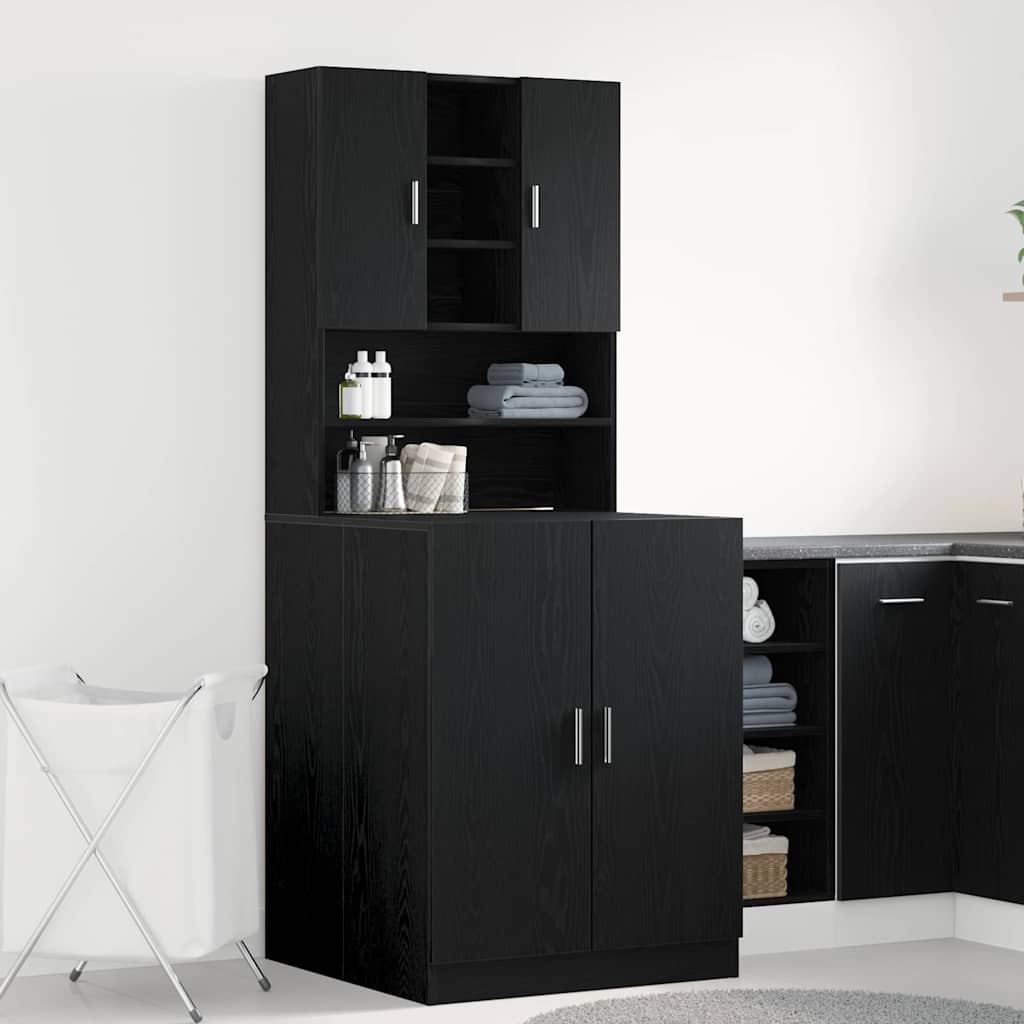 vidaXL Armario para lavadora 2 uds. Roble Negro 70,5 x 71,5 x 181,5 cm