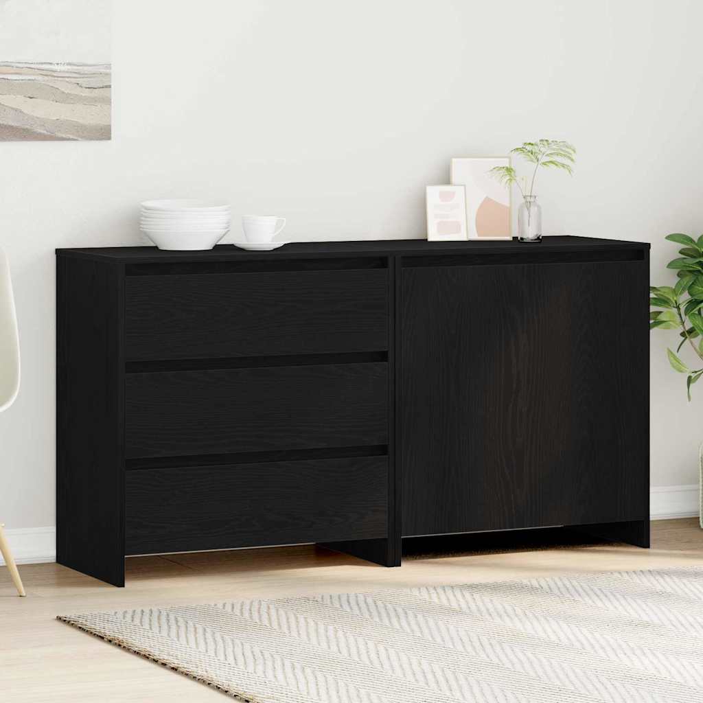 vidaXL Aparador 2 uds. Negro 70 x 41 x 75 cm Madera de ingeniería