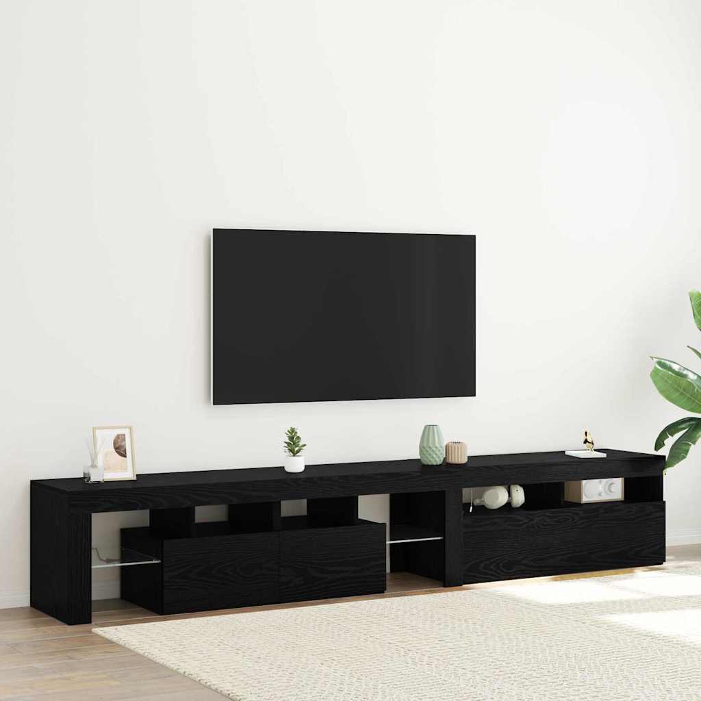 vidaXL Gabinete de TV 2 uds. Roble Negro Madera de ingeniería