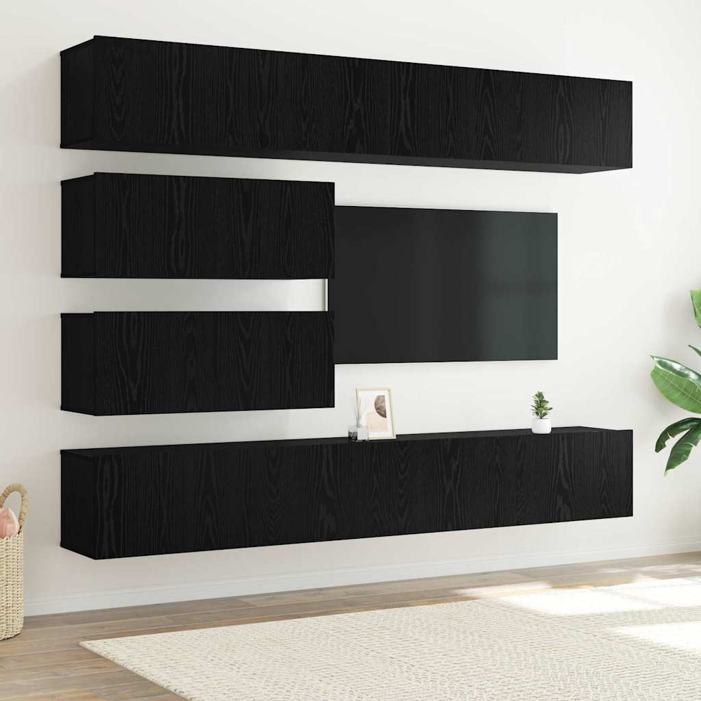 vidaXL Conjunto de mueble de TV 6 uds. Roble Negro