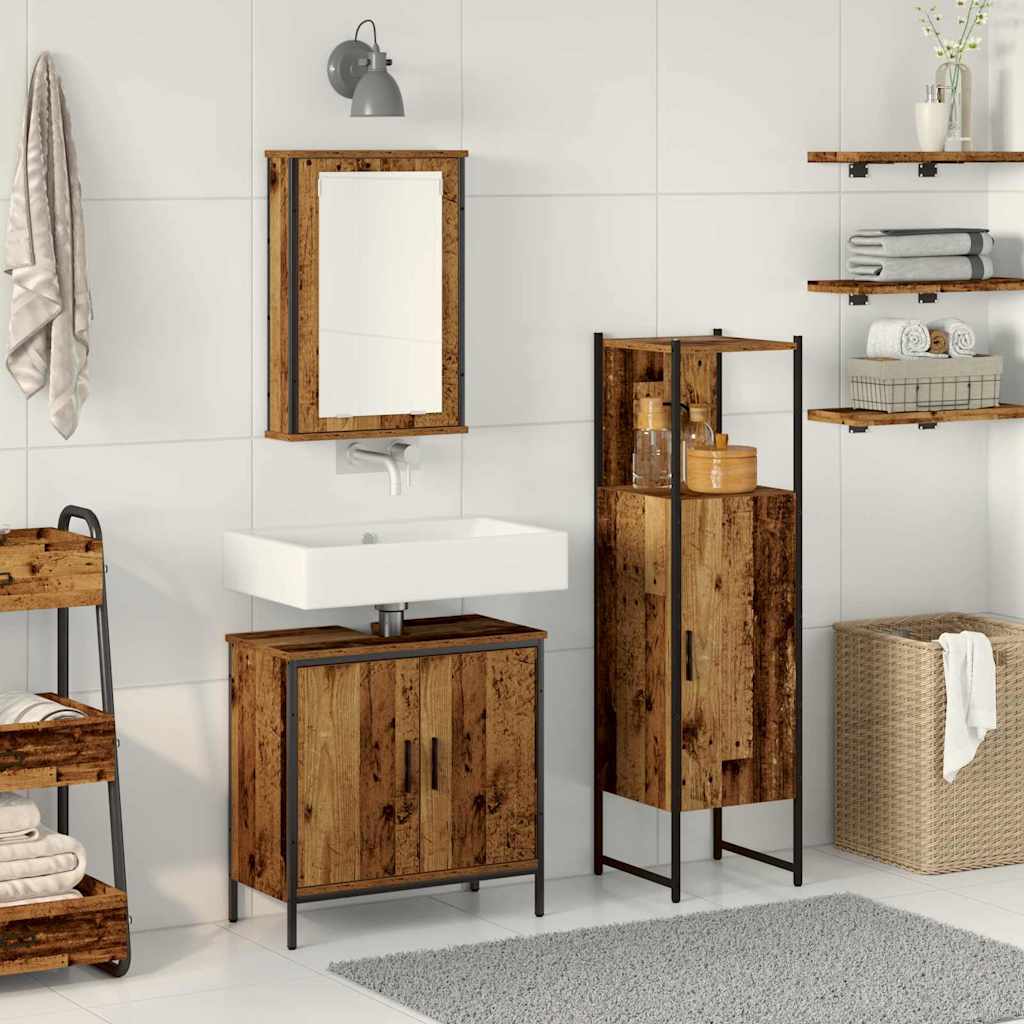 vidaXL Juego de muebles de baño 3 uds. Marrón 33 x 33 x 120,5 cm