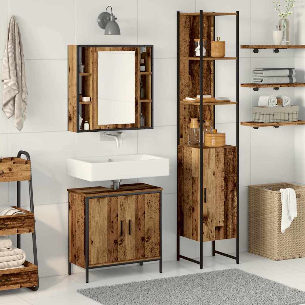 vidaXL Unidades de Tocador de Baño 3 uds. Marrón 33 x 33 x 185,5 cm