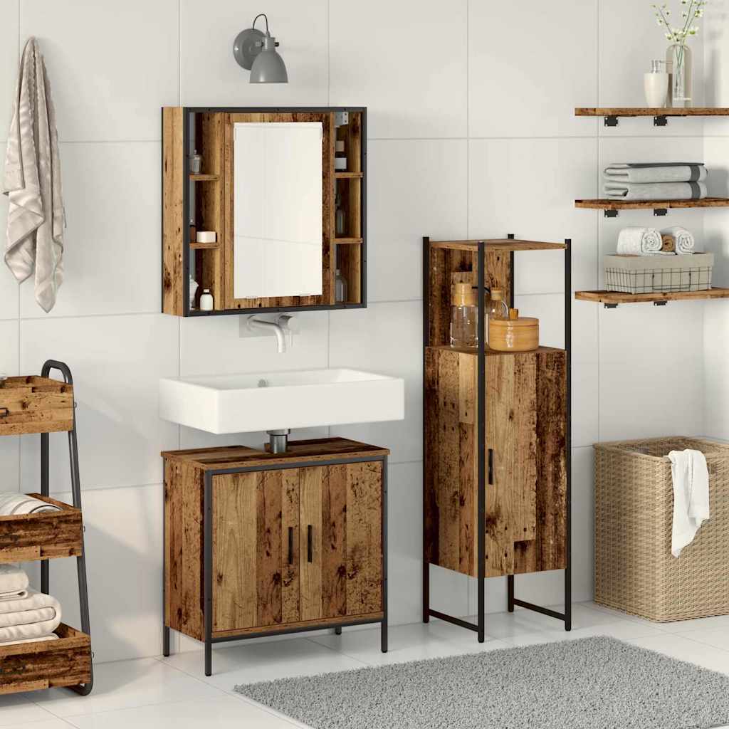 vidaXL Juego de muebles de baño 3 uds. Marrón 33 x 33 x 120,5 cm