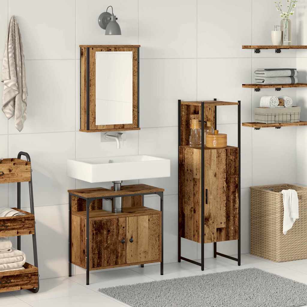 vidaXL Juego de muebles de baño 3 uds. Marrón 33 x 33 x 120,5 cm