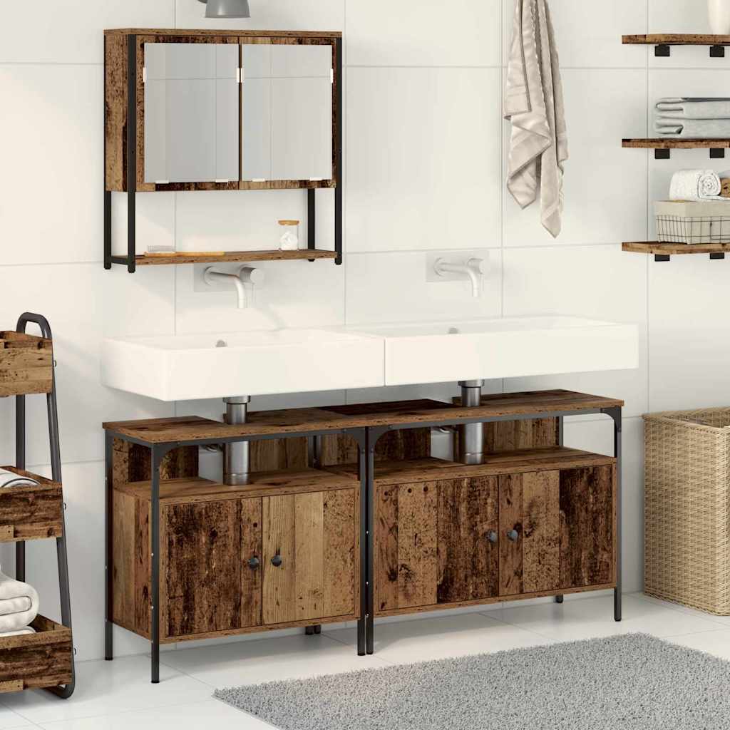 vidaXL Juego de muebles de baño 3 uds. Marrón Madera de ingeniería