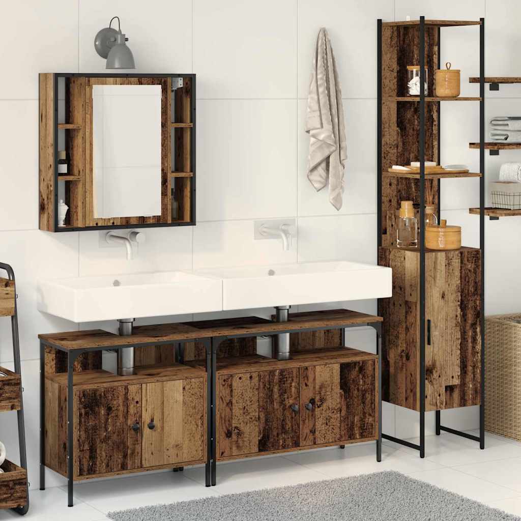 vidaXL Juego de muebles de baño 4 uds. Madera envejecida