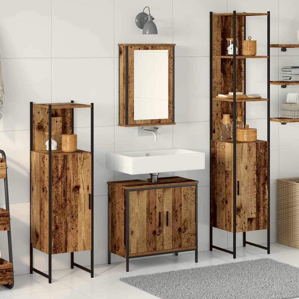 vidaXL Juego de muebles de baño 4 uds. Marrón 33 x 33 x 185,5 cm