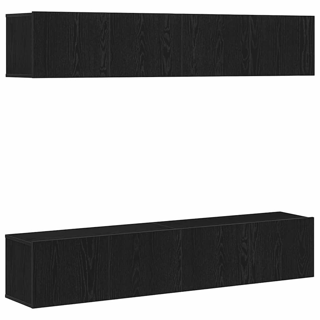 vidaXL Conjunto de mueble de TV 4 uds. Roble Negro